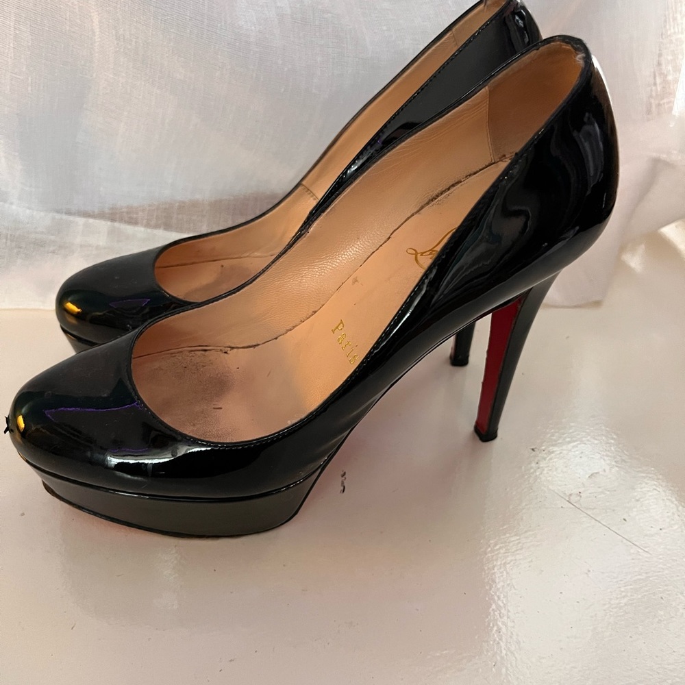 AUTHENTIC Christian Louboutin Black Patent Leather Platform Heels